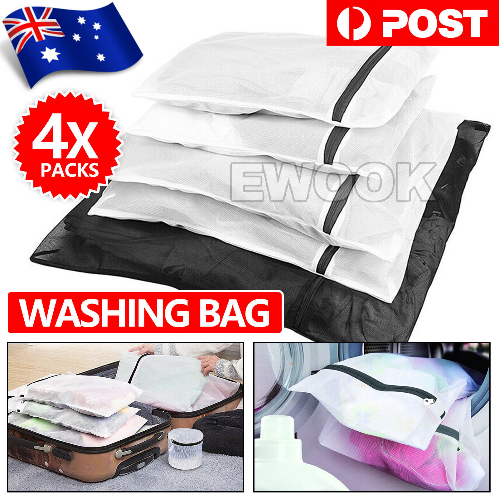 Washing Bag Pack Set Of 4 Laundry Bags Mesh Lingerie Delicate Clothes Wash  Bags - ozaclean