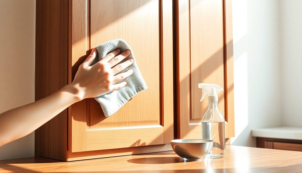 clean wood cabinets carefully