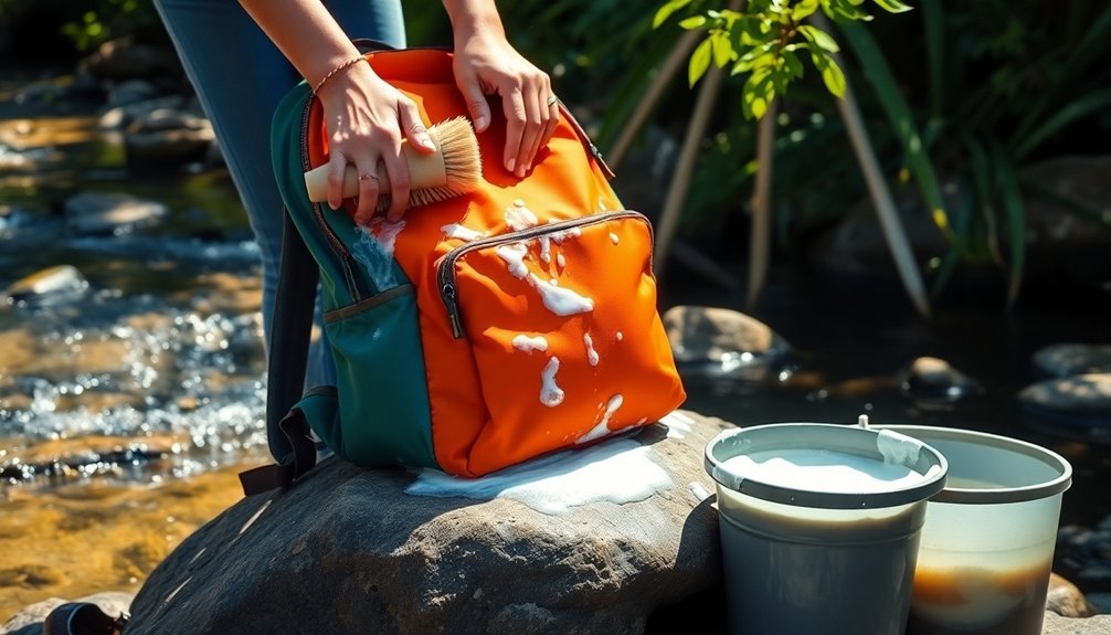 hand wash your backpack carefully