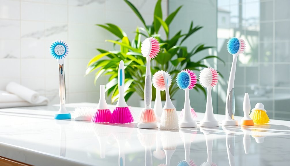 showcasing shower brush features