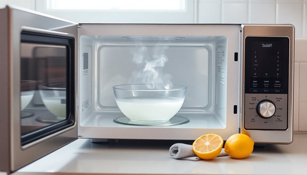 vinegar steam microwave cleaning