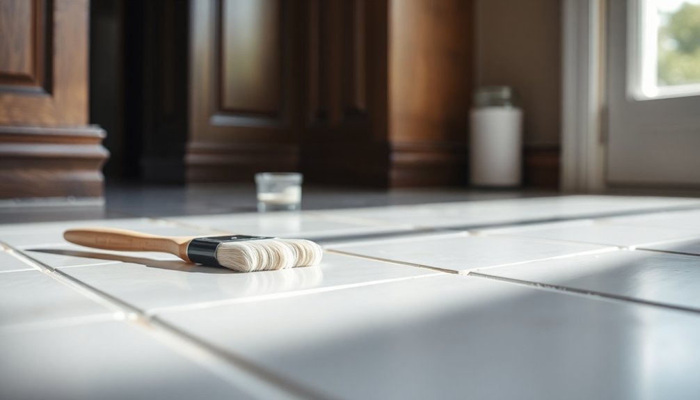 fresh grout paint application