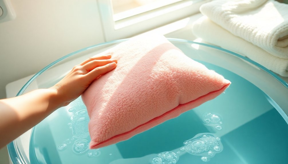 hand wash pillows gently