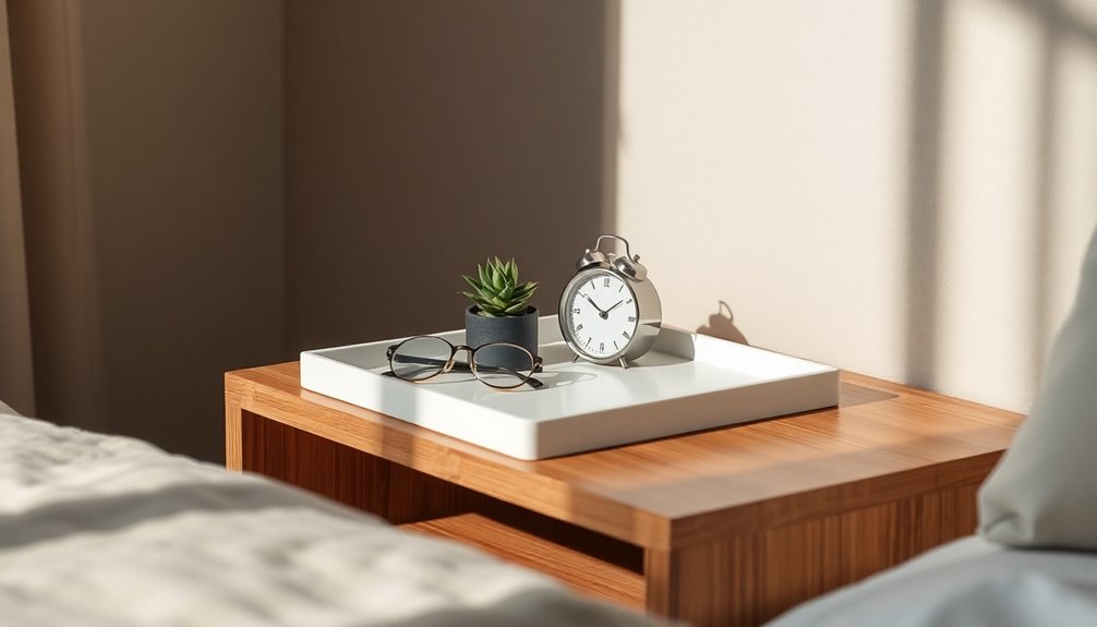 organize nightstand with trays