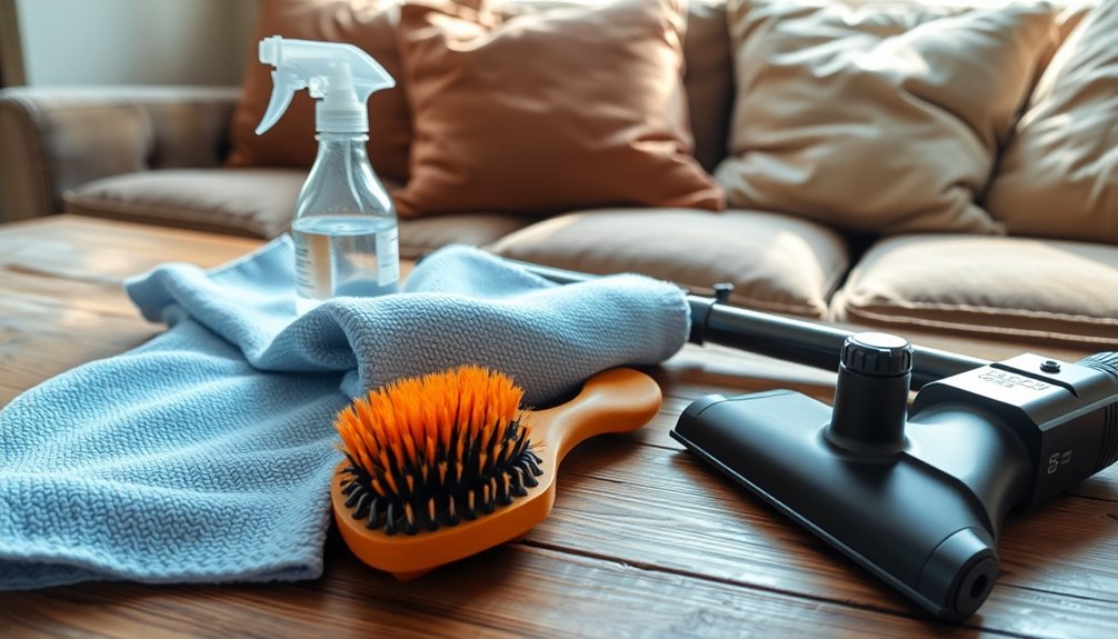 gather couch cleaning supplies